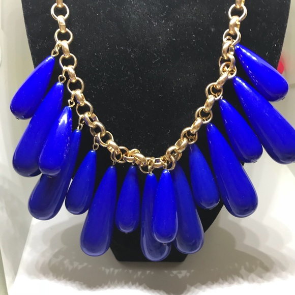 INC Blue and Gold Pear Bob Necklace [JW-30] - Picture 7 of 7